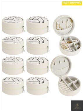 12 Pack Volleyball Jewelry Box PU Leather Travel Case Zipper Organizer Team Gift
